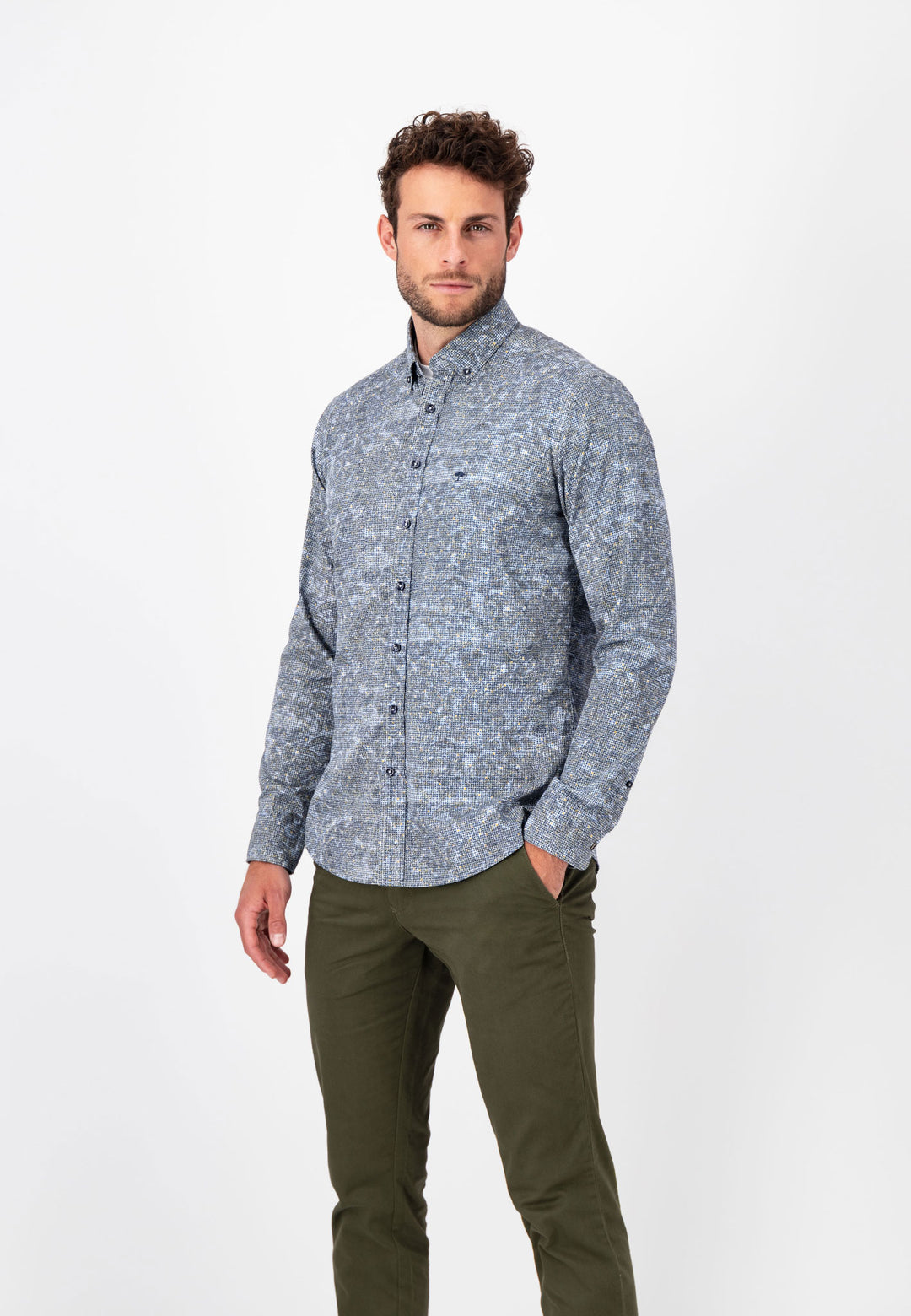Modern-Fit Hemd mit Allover-Print | Shop Online Offizieller – FYNCH-HATTON