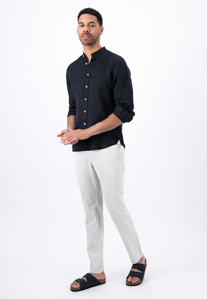 Premium linen shirt with stand -up collar