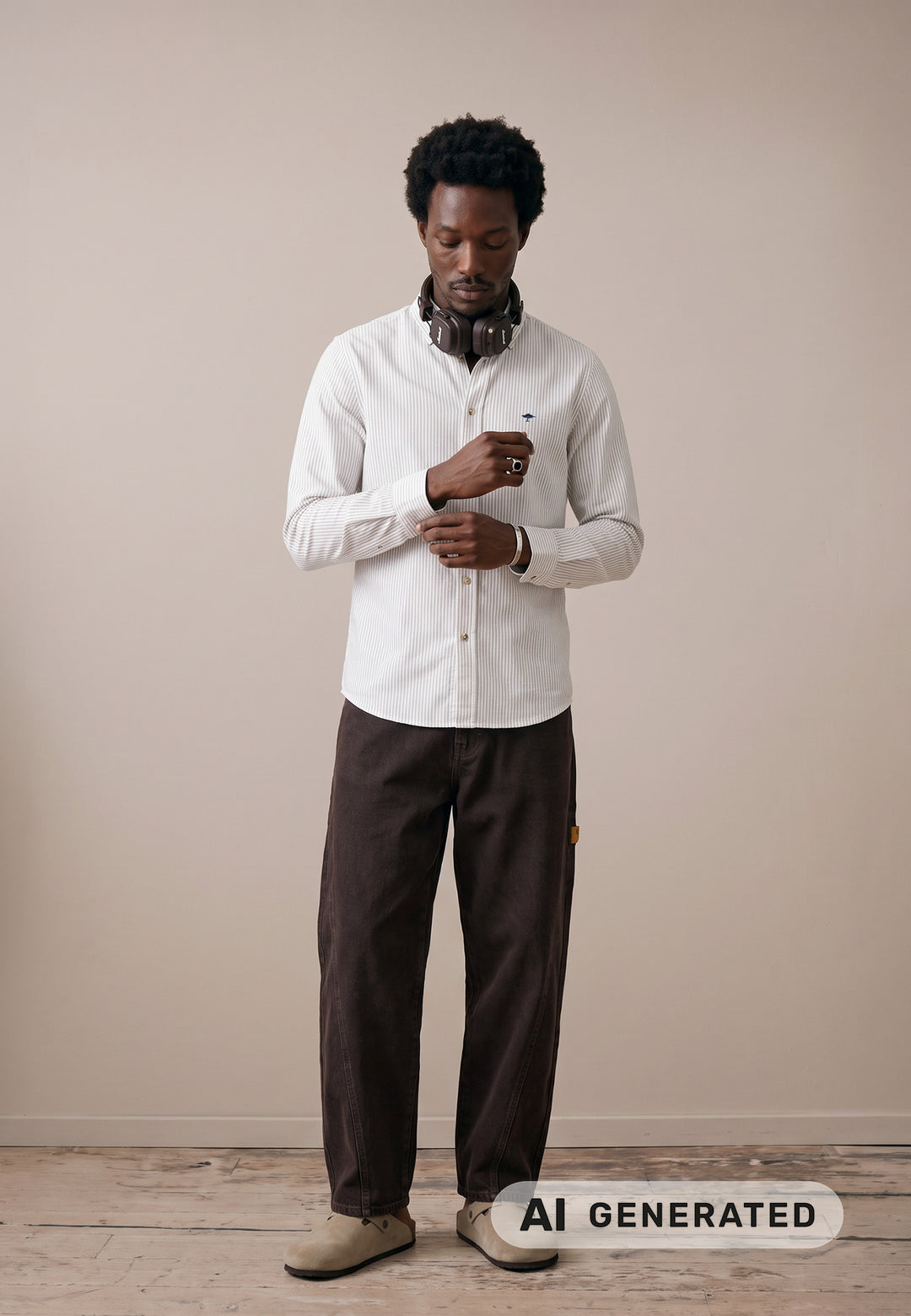 Oxfordhemd aus Baumwolle mit Streifenmuster und Button-Down-Kragen