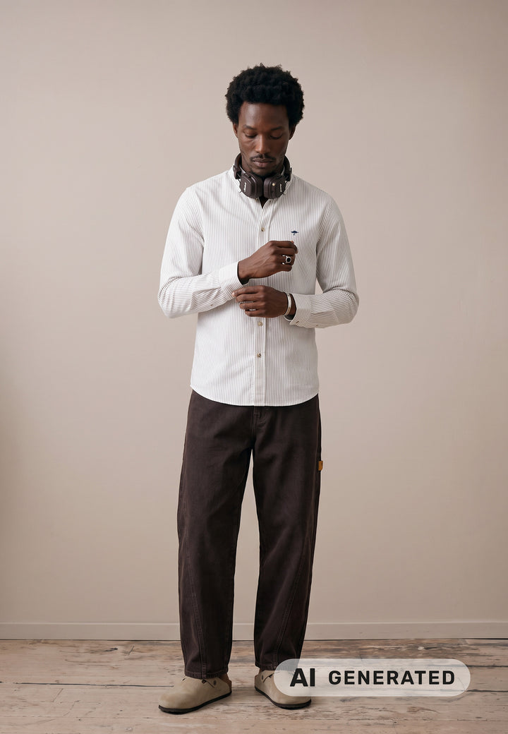 Oxfordhemd aus Baumwolle mit Streifenmuster und Button-Down-Kragen