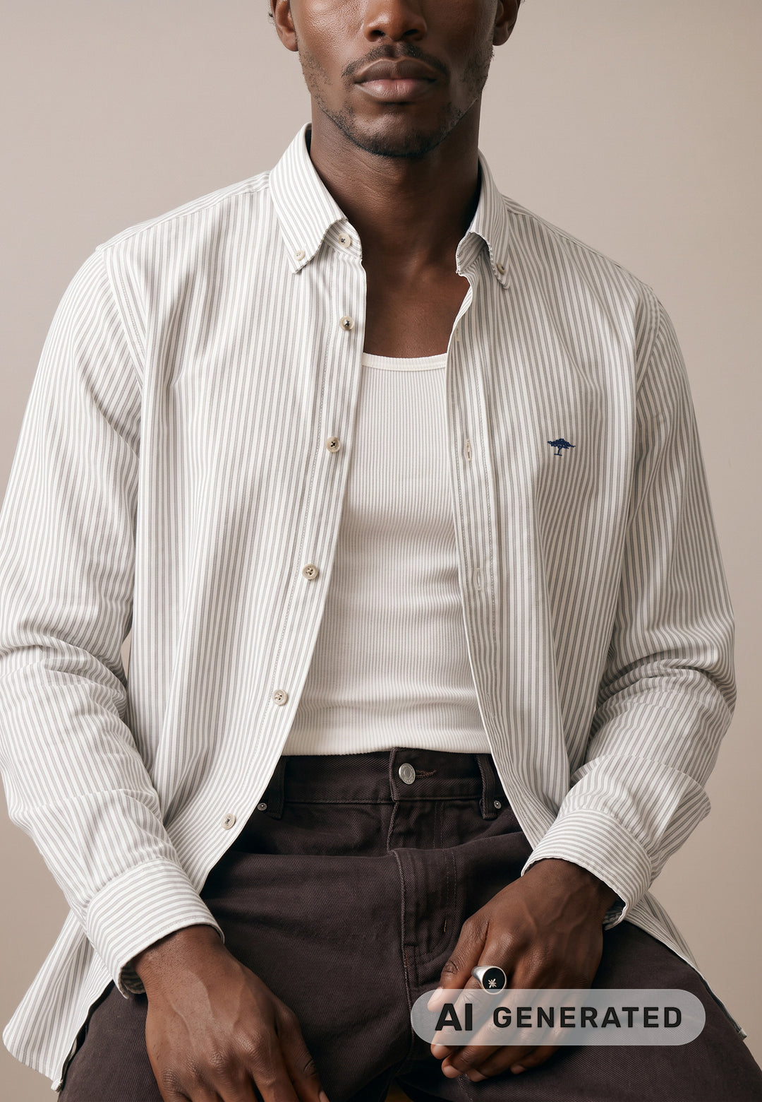 Oxfordhemd aus Baumwolle mit Streifenmuster und Button-Down-Kragen