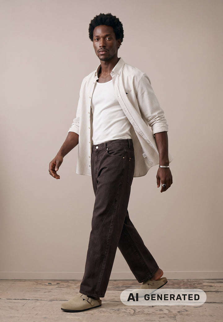 Oxfordhemd aus Baumwolle mit Streifenmuster und Button-Down-Kragen