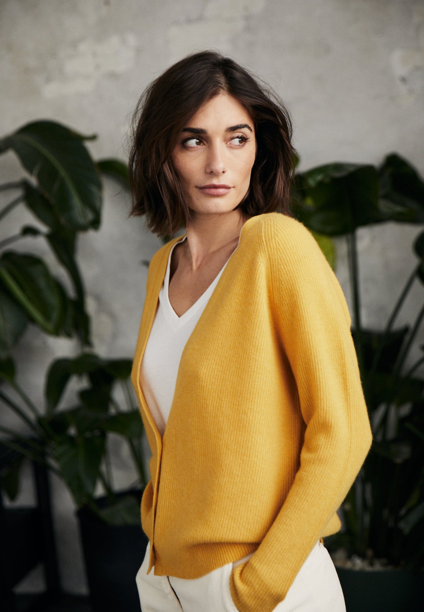 Yellow on sale cashmere cardigan