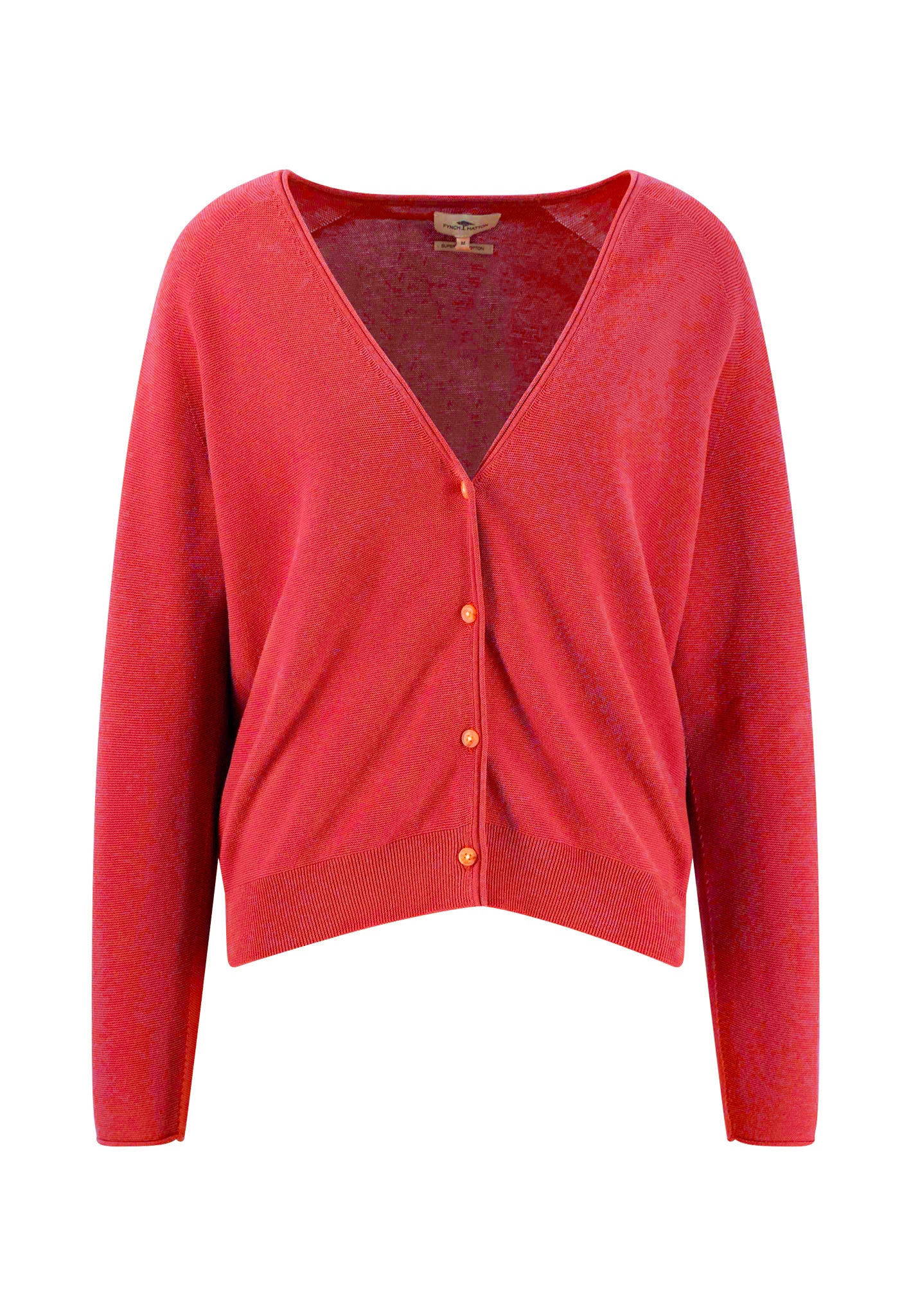 Cotton cardigan with V-neck and button placket – FYNCH-HATTON