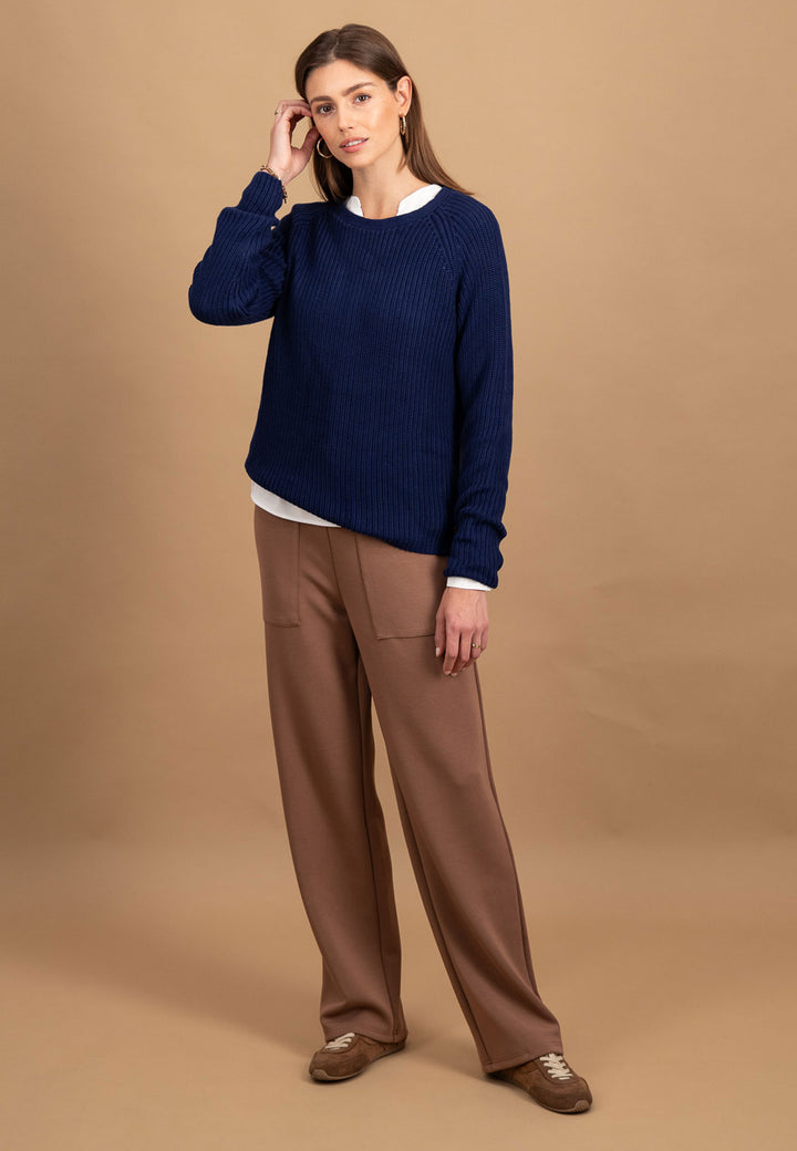 Strickpullover aus Baumwolle mit Rundhalsausschnitt