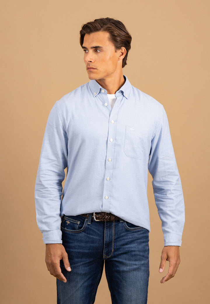 Hemd aus Baumwolle mit Brusttasche und Button-Down-Kragen