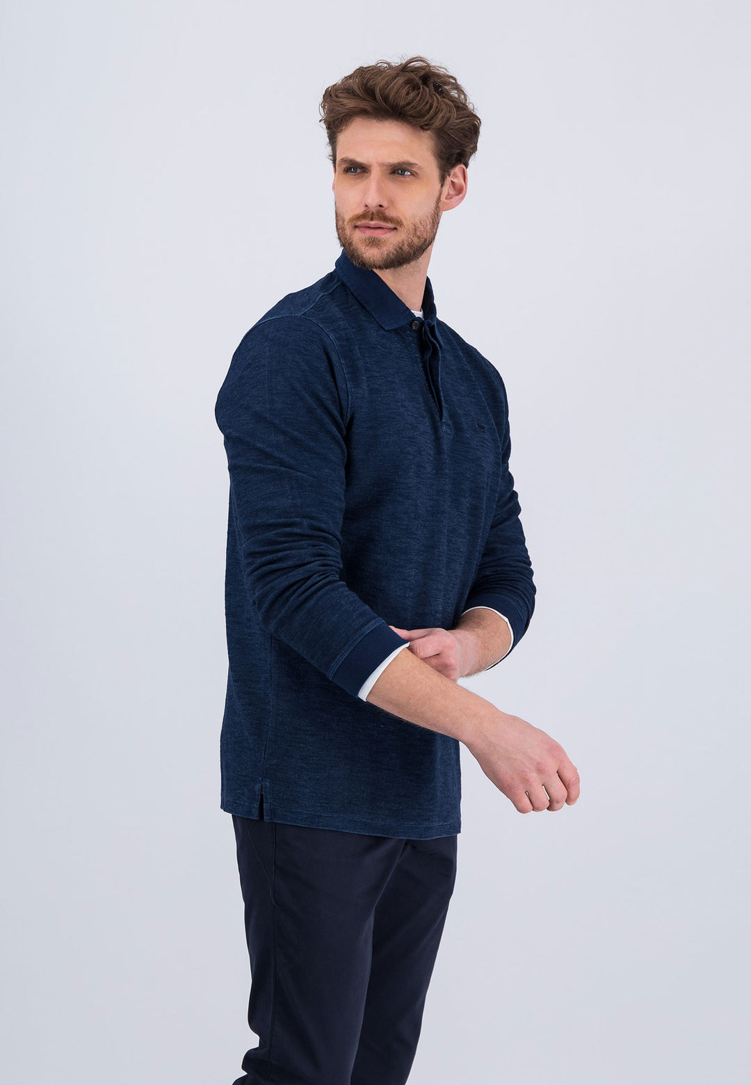Long-sleeved shirt with polo collar – FYNCH-HATTON | Offizieller Online Shop