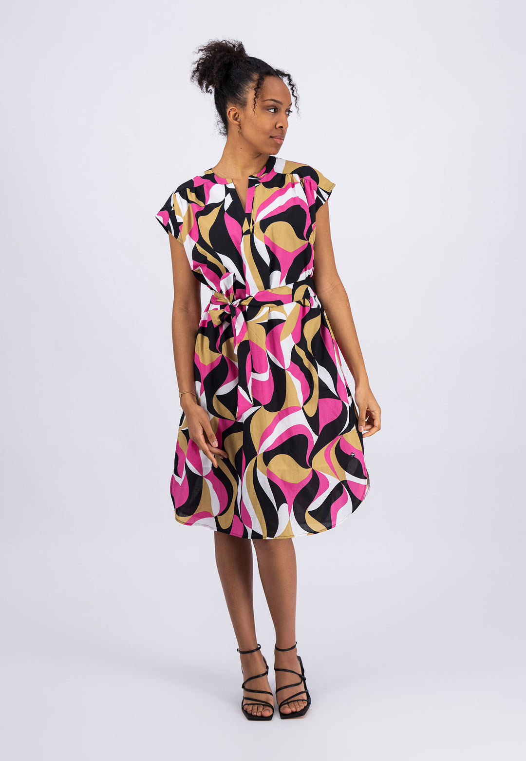 Patterned dress with waist belt – | FYNCH-HATTON Shop Online Offizieller