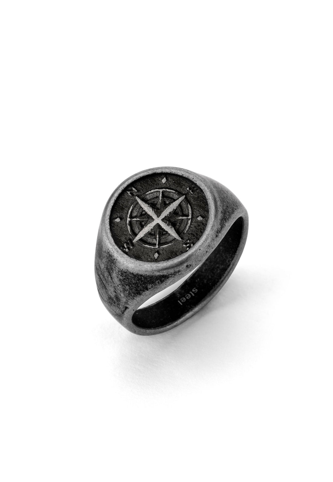 Used Look Ring with Compass Design | Size 64